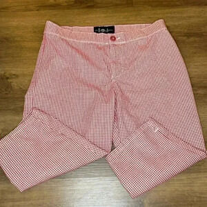 l.e.i. Red & White Checkered Crop Pants